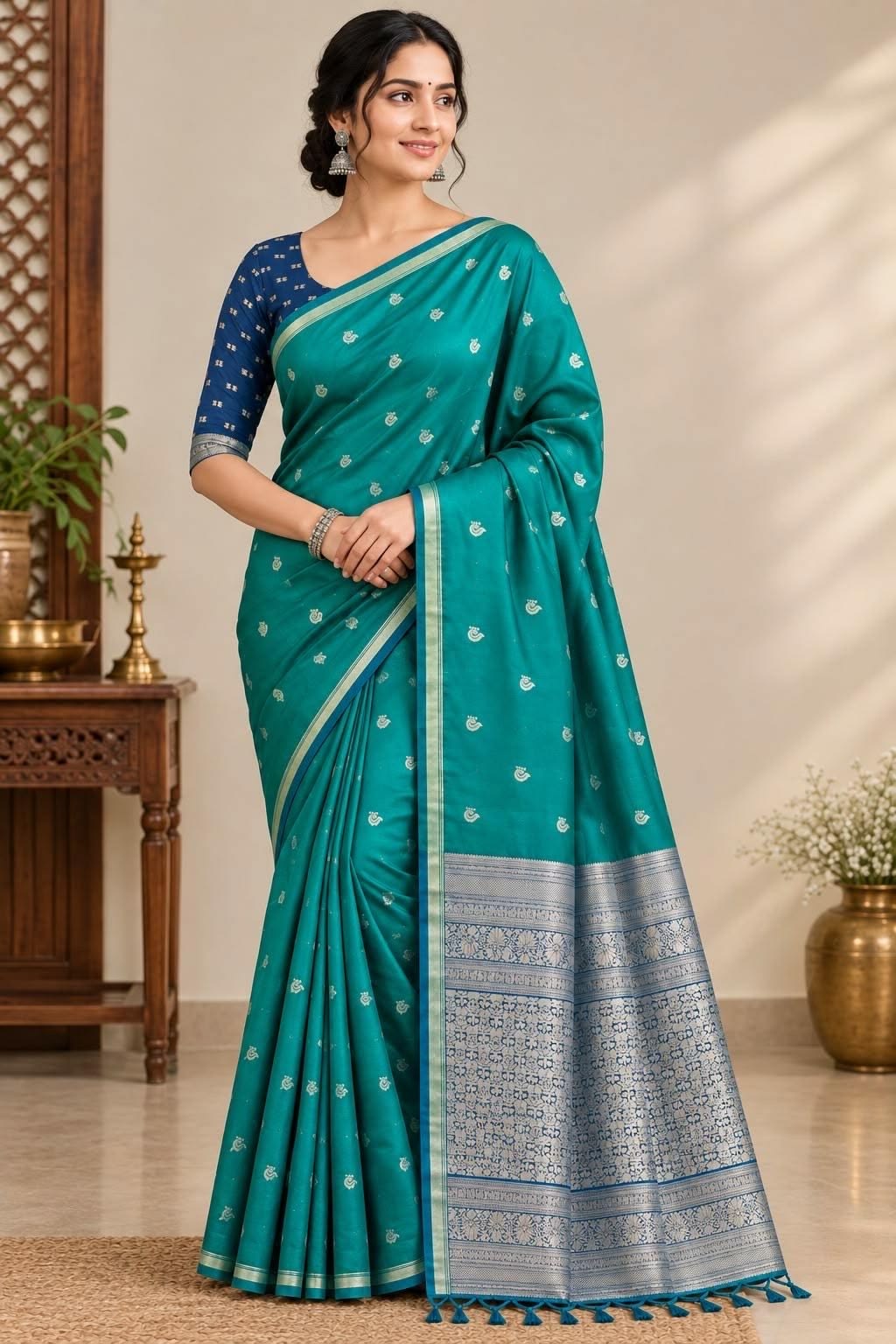 Teal Green Pattu Saree